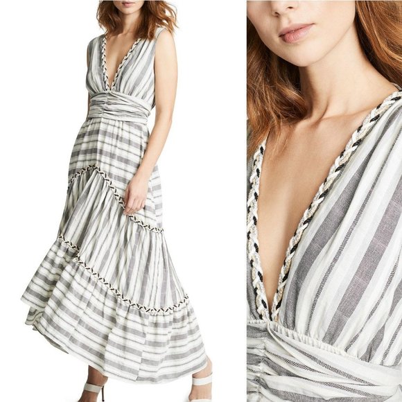 Misa Small Dress Sandrine Maxi Striped Tiered Wrap - Picture 1 of 9
